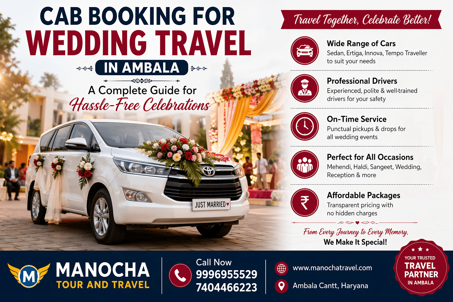 Affordable wedding cab booking Ambala