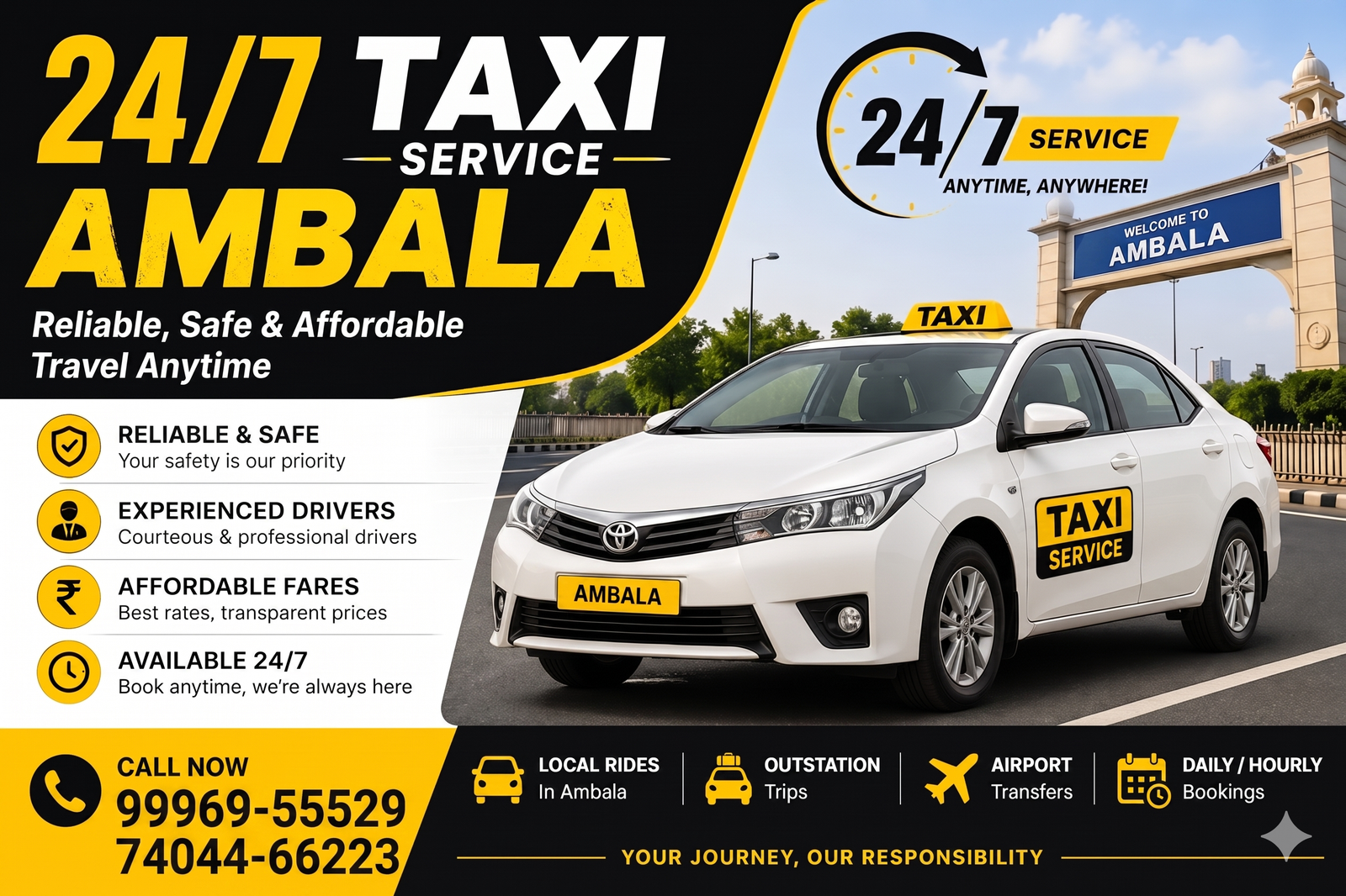 24/7 taxi service Ambala