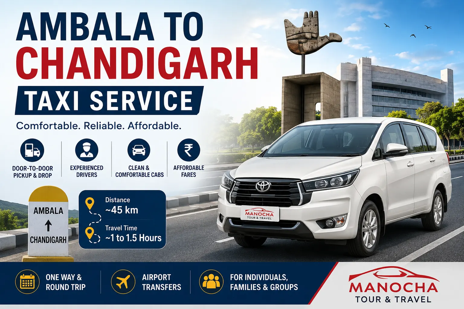 Ambala to Chandigarh Taxi Service